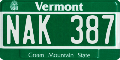 VT license plate NAK387