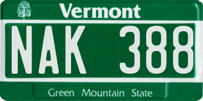 VT license plate NAK388