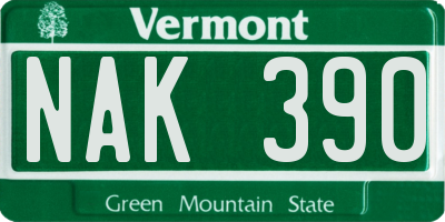 VT license plate NAK390
