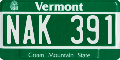 VT license plate NAK391