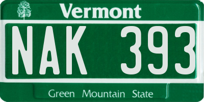 VT license plate NAK393