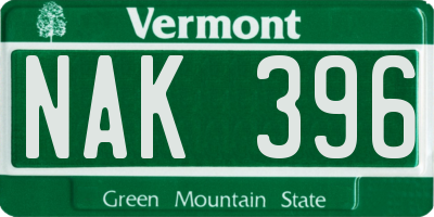 VT license plate NAK396