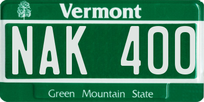VT license plate NAK400