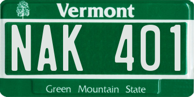 VT license plate NAK401