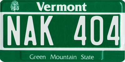 VT license plate NAK404