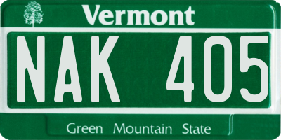 VT license plate NAK405