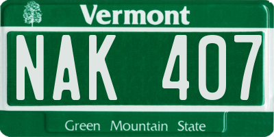 VT license plate NAK407