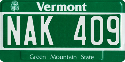 VT license plate NAK409