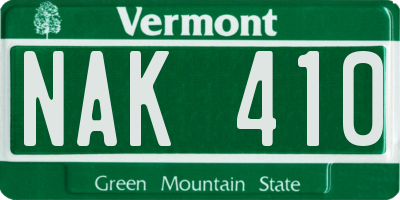 VT license plate NAK410