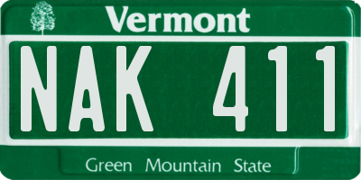 VT license plate NAK411