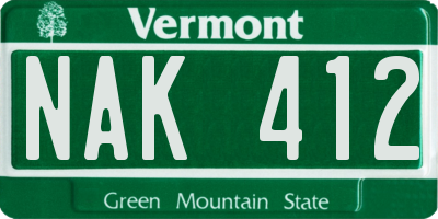 VT license plate NAK412