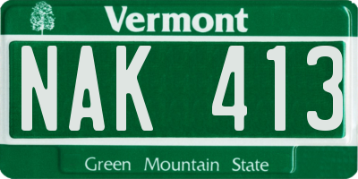 VT license plate NAK413