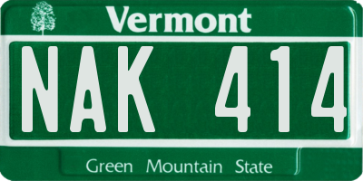 VT license plate NAK414