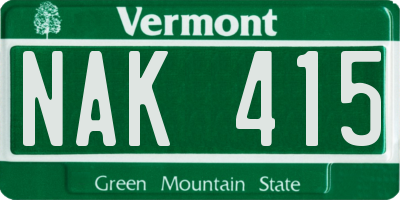VT license plate NAK415