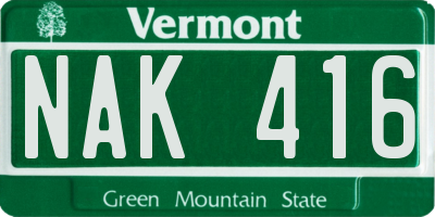 VT license plate NAK416