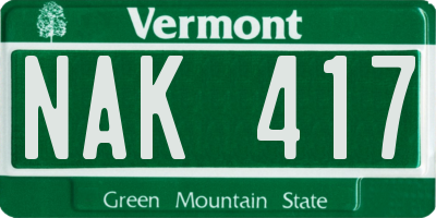 VT license plate NAK417