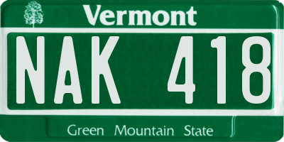VT license plate NAK418