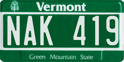 VT license plate NAK419