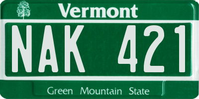 VT license plate NAK421