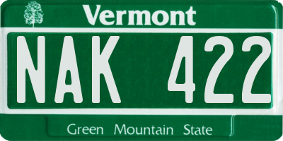 VT license plate NAK422
