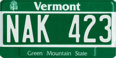 VT license plate NAK423
