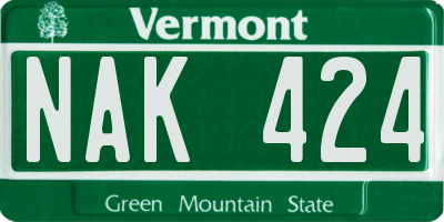 VT license plate NAK424