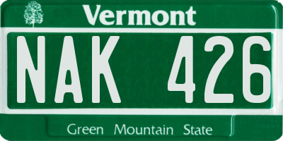 VT license plate NAK426