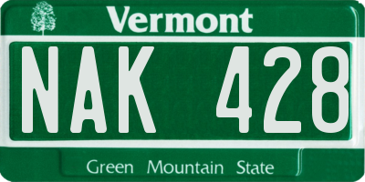 VT license plate NAK428