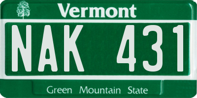 VT license plate NAK431