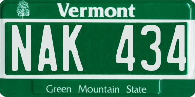 VT license plate NAK434