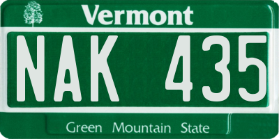 VT license plate NAK435