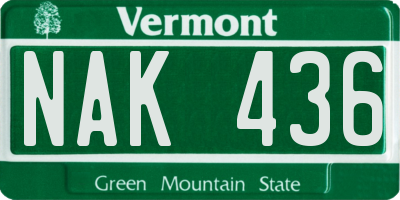 VT license plate NAK436