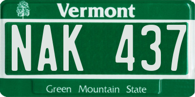 VT license plate NAK437