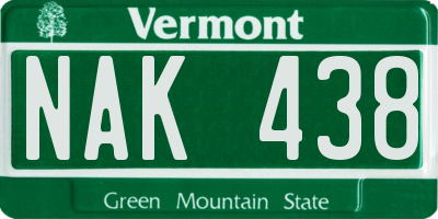 VT license plate NAK438