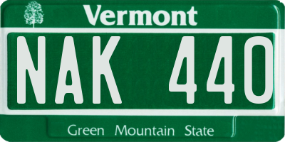 VT license plate NAK440