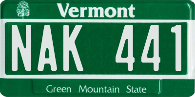 VT license plate NAK441