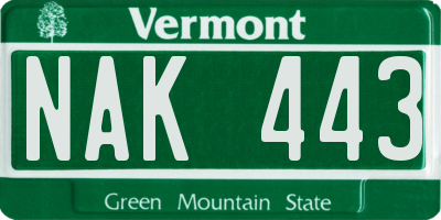 VT license plate NAK443