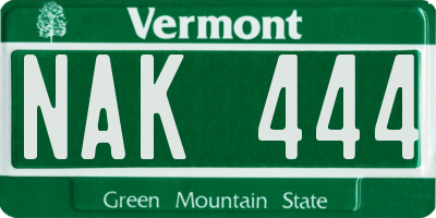 VT license plate NAK444