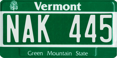 VT license plate NAK445