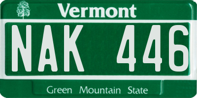 VT license plate NAK446