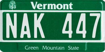 VT license plate NAK447
