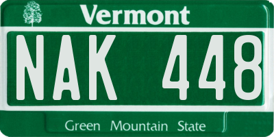 VT license plate NAK448