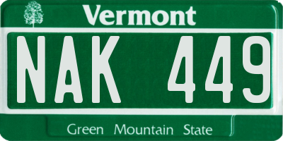VT license plate NAK449