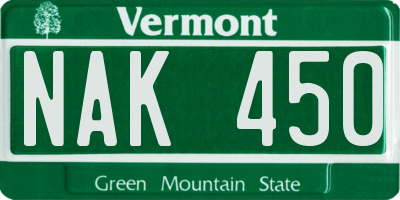 VT license plate NAK450