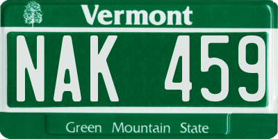 VT license plate NAK459