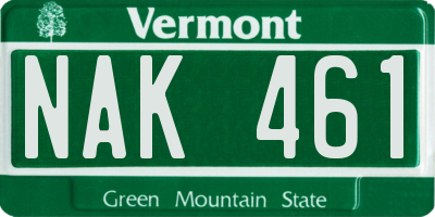 VT license plate NAK461