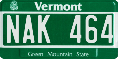 VT license plate NAK464