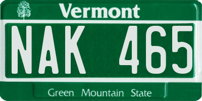 VT license plate NAK465