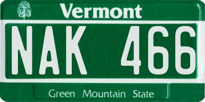 VT license plate NAK466