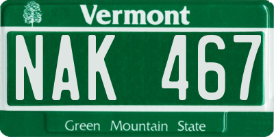 VT license plate NAK467